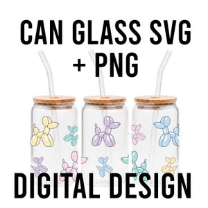 Libbey 16oz + 20oz Can Glass, Balloon Dog, SVG + PNG, Digital Download