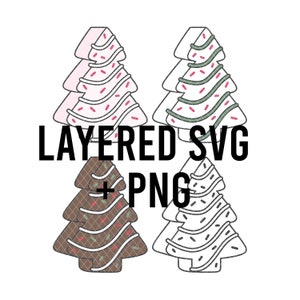 Gâteau de sapin de Noël SVG superposé par couleur + PNG