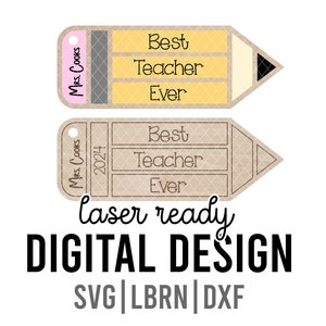 Best Teacher Ever Personalized Keychain Laser Ready SVG DXF LBRN