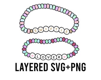 Friendship Bead Bracelet SVG Set Layered By Colour + PNG