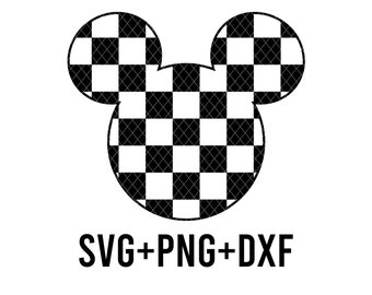 Checkered Mouse Head Cricut, Silhouette SVG + PNG + DXF