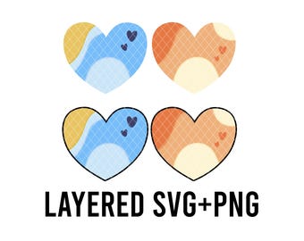 Cute Blue Orange Dog Valentines Hearts  SVG Layered By Colour + PNG