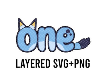 Blue dog Birthday One SVG Layered By Colour + PNG