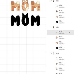 May include: A digital design file for a "MOM" design with a cat illustration. The design features a brown and white cat with orange spots and a black outline. The word "MOM" is written in a bold, black font. The design is perfect for creating personalized gifts, home decor, or apparel.