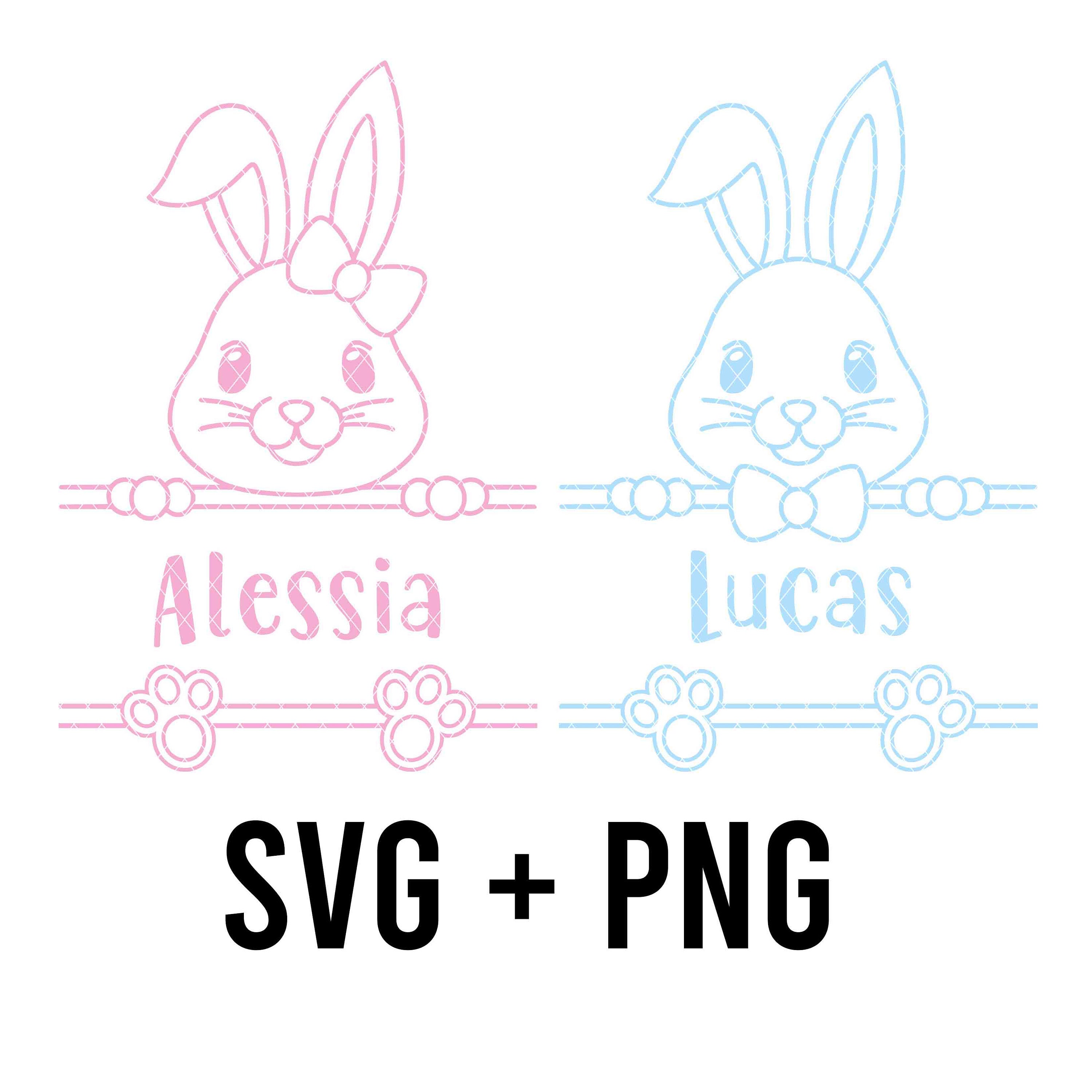 Cute Easter Bunny Boy & Girl SVG + PNG Cricut, Silhouette - Etsy