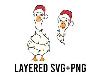Silly Christmas Goose Layered By Colour SVG + PNG | Digital Download