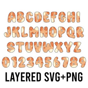 Blau Orange Hunde Alphabet + Zahlen Layered SVG + PNG