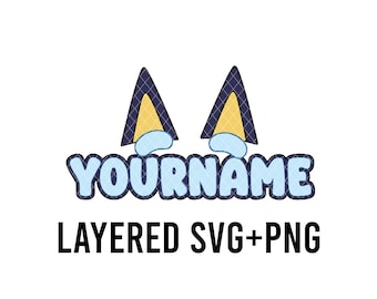 Blue Dog Custom Name Layered SVG + PNG
