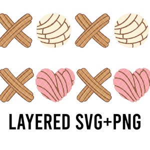 XOXO Conchas & Churros, Concha Coração Valentine Camadas Por Cor SVG + PNG