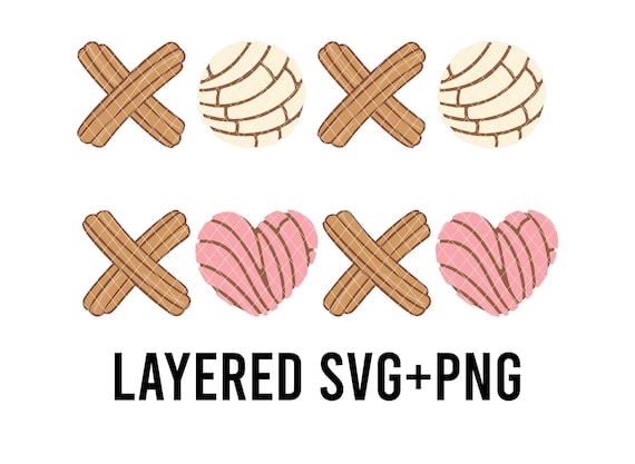 XOXO Conchas & Churros, Concha Heart Valentine Layered By Colour SVG + PNG