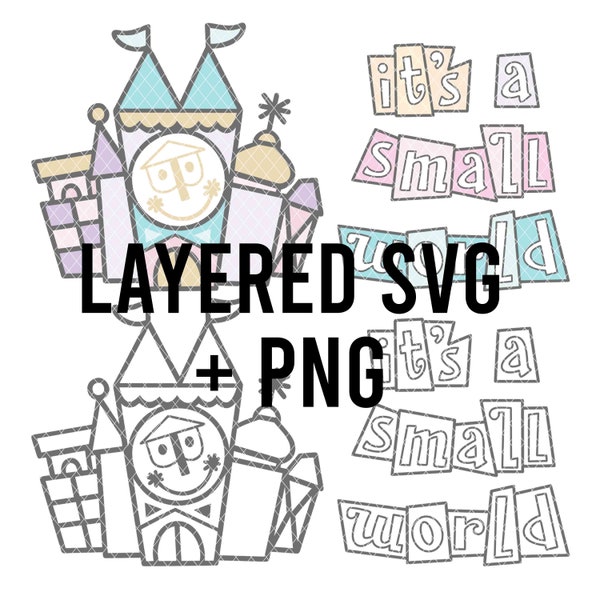Small World Pastel SVG, Layered By Colour + PNG, Cricut Silhouette