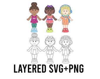 Mini Pocket Dolls Layered By Colour SVG + PNG SET, Cricut Silhouette