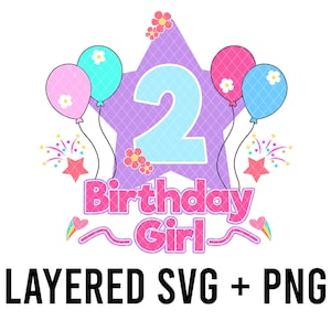 Gracies Birthday Girl 2 SVG Layered By Colour + PNG, Cricut silhouette