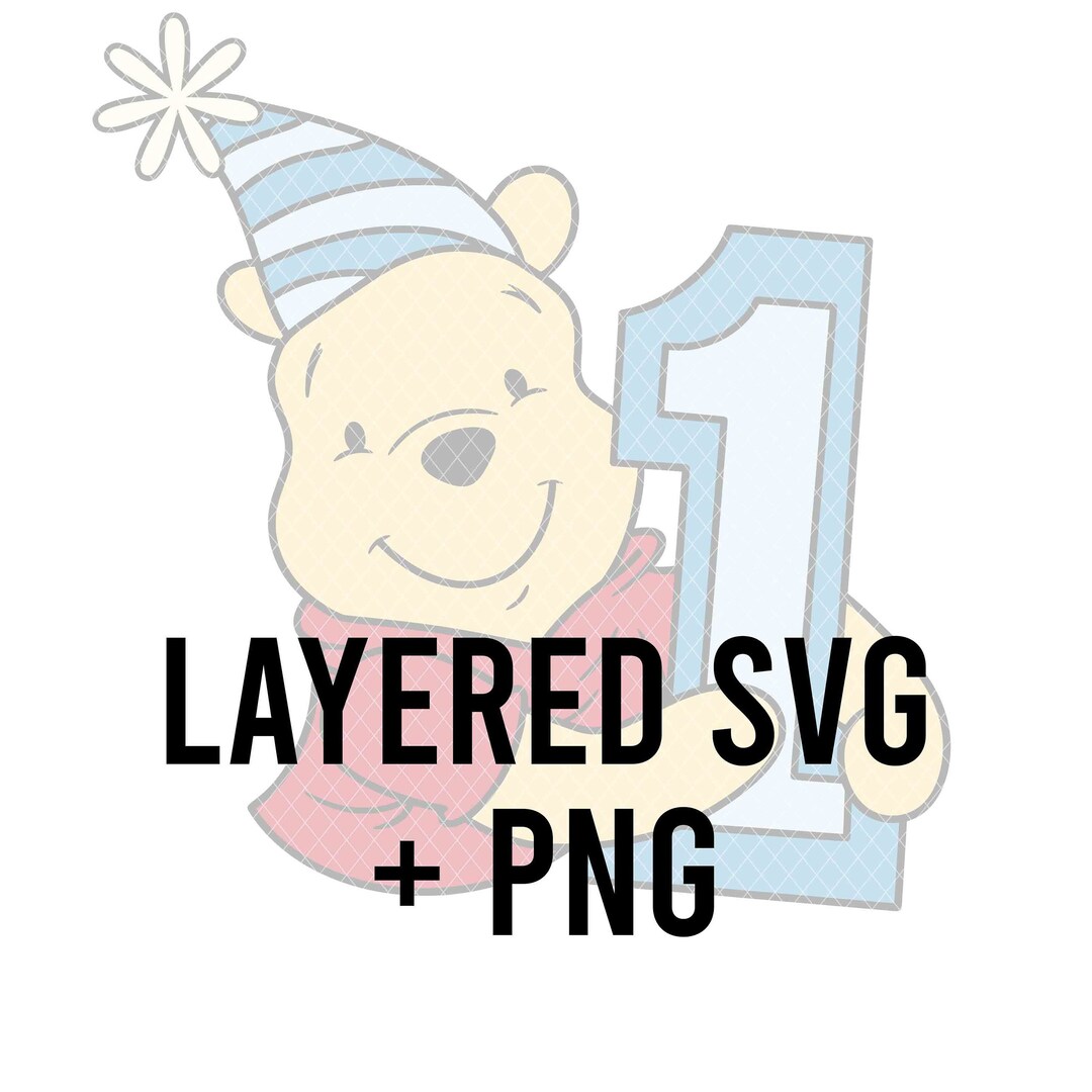Cute Bear First Birthday SVG Layered by Colour PNG Cricut - Etsy