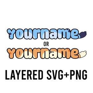 Blauwe of oranje aangepaste naam hond gelaagde SVG + PNG