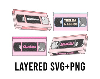 Galentine Retro Valentine VHS PNG + SVG Layered By Colour