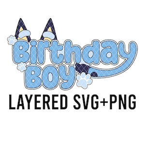 Niño de cumpleaños azul en capas por color SVG + PNG