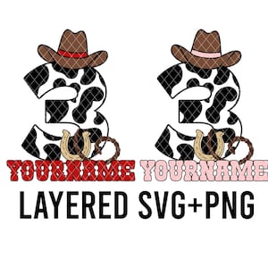 Western personnalisé 3e anniversaire en couches par couleur SVG + PNG