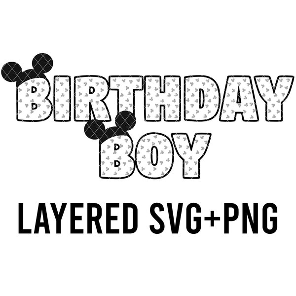 Monochromatic Mouse Birthday Boy Layered SVG + PNG