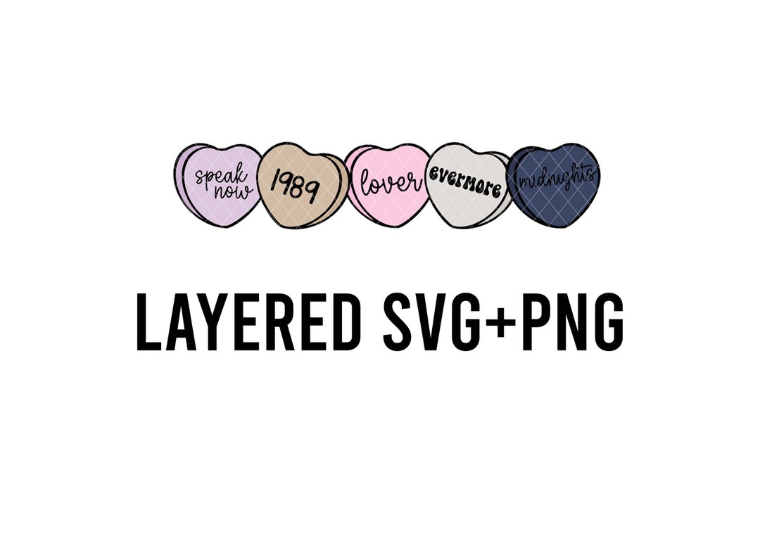 Candy Hearts Layered by Colour SVG + PNG, Cricut, Silhouette - Etsy