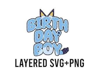 Blue Dog Birthday Boy Layered SVG + PNG