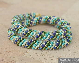 TUBULAR HERRINGBONE with a layered twist - Seed Bead Pattern - Textured spiral rope pattern - Beaded necklace tutorial -  .pdf Download