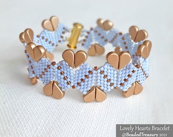 LOVELY HEARTS Bracelet - Beading Pattern - Peyote stitch bead pattern - Instant PDF Download