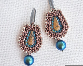 LACY DROP Earrings, CRAW Beading Tutorial with Seed Beads and Czech Glass Lacy Tear beads, Seed Bead Earring Pattern