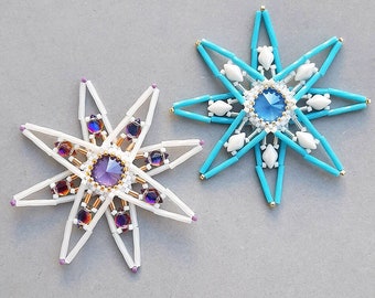 Beading Tutorial - AIRY SNOWFLAKE Ornament  - Christmas Bead Pattern - Instant .pdf Download