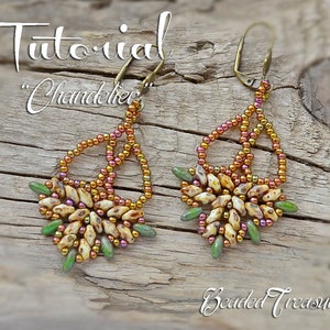 CHANDELIER Beadwoven earrings tutorial CzechMates Superduo bead pattern Lacy beaded earrings - Instant PDF Download