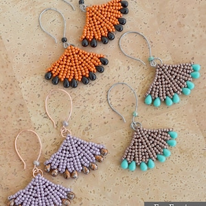 FAN EARRINGS Beading Tutorial Tubular herringbone stitch seed beads pattern Beaded earrings pattern Instant pdf Download image 4