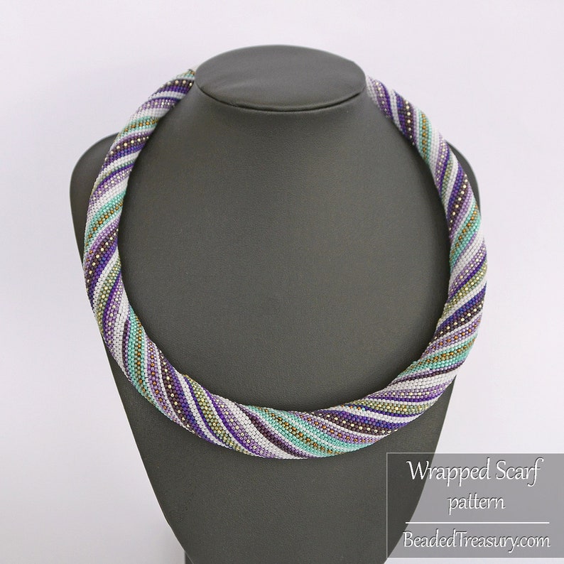 Wrapped Scarf Necklace Bead Crochet Pattern with Increase and Decrease PatternTutorial Seed beads pattern Instant PDF Download image 1