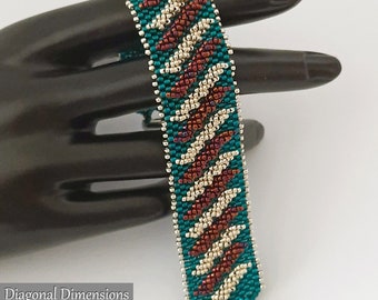 DIAGONAL DIMENSIONS Bracelet - Beading Pattern - Peyote stitch with seed beads - Instant PDF Download