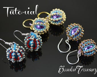 Beaded Delights - beadwoven earrings tutorial / Beading tutorial / Earring pattern / Beaded bead / Seed beads pattern / TUTORIAL ONLY