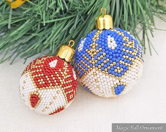 MAGIC BALL Ornament Peyote Stitch Pattern - Beaded Christmas Ornament Instructions - Beaded bead pattern - Instant Pdf Download