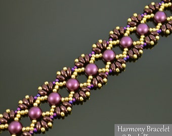 Beading Tutorial - HARMONY BRACELET - Beaded bracelet pattern with Cabochon MiniDuo Seed Beads