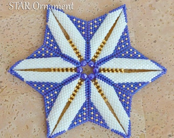 STAR Ornament Beading Tutorial - Peyote bead pattern with Delica Seed beads and fire polished - Christmas Decoration - Instant PDF Download