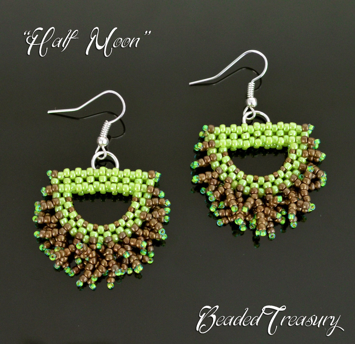 HALF MOON Beading Tutorial CRAW stitch seed beads pattern Etsy España