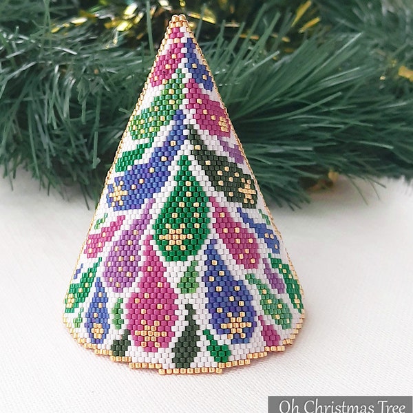 OH CHRISTMAS TREE - 3D Peyote Stitch Ornement Beading Pattern - Instant Pdf Download