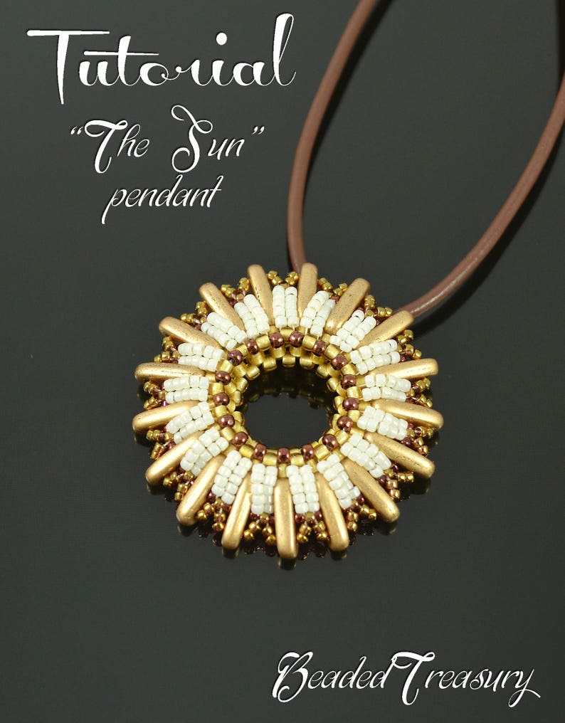 The Sun Pendant beading pattern, pendant tutorial, beading tutorial, seed bead pattern, ChechMates Beam pattern / TUTORIAL ONLY image 1