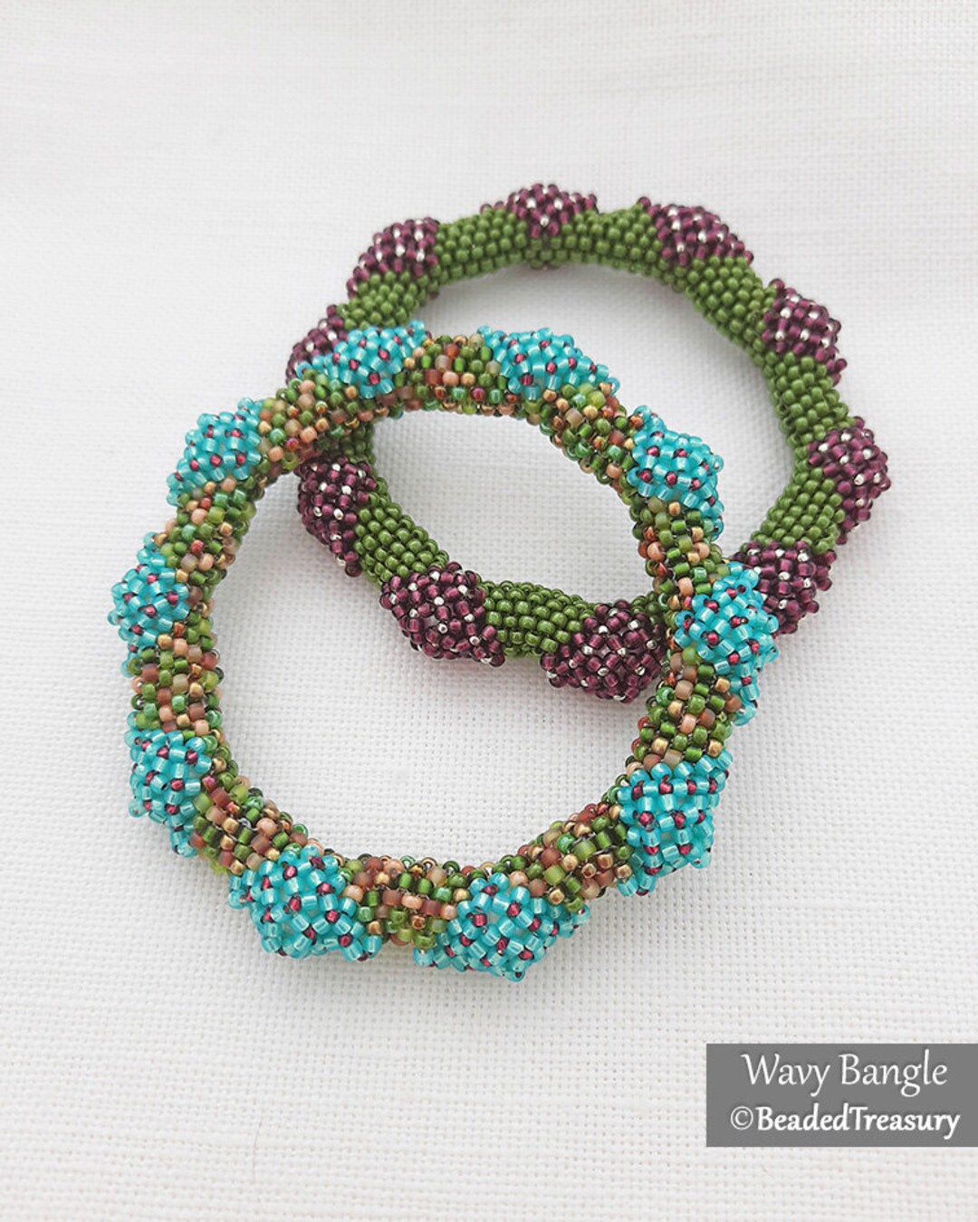 WAVY BANGLE Beading Tutorial Tubular Peyote and Netting Bead Pattern ...