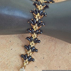 FLEUR-DE-LYS Beading Tutorial Flower swirls bracelet Beading pattern 2 hole SuperDuo ZoliDuo seed beads Instant pdf Download image 2