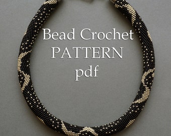 SILVER RAIN Bead crochet pattern Beaded crochet necklace pattern with seed beads Beaded rope necklace Crochet Rope pattern - .PDF Download