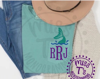 Mermaid Tail Monogram Pocket Tee - Adult Unisex