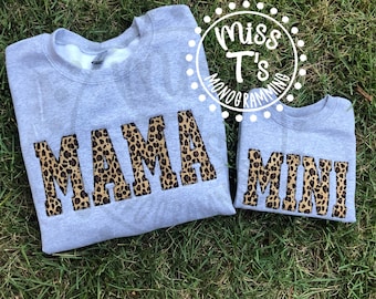 Mama and Mini Applique Sweatshirt / Simple Mama Pullover/ Mama and Me / Personalized Mama Sweatshirt Shirt