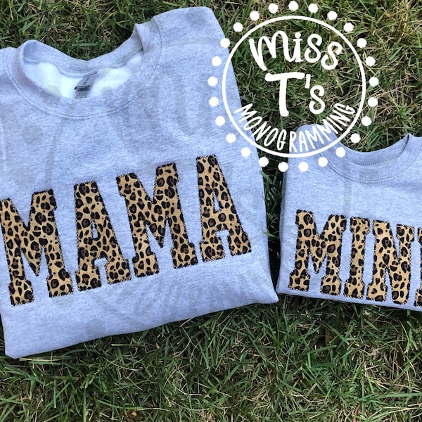 Mama and Mini Applique Sweatshirt / Simple Mama Pullover/ Mama and Me / Personalized Mama Sweatshirt Shirt