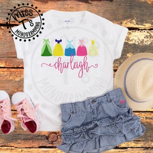 Personalized Princess Dress Girls Tshirt with Name