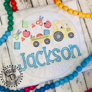 Tractor Supplies Back To School Embroidered Shirt. Kids Shirts/Longsleeve or short/Embroidered/Custom made/Personalized/Toddler or youth.