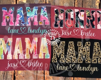Grandma / Mama / Nana / Gigi Ladybug Multi Name Shirt