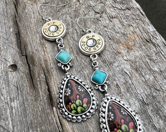 Cactus Bullet Casing Earrings